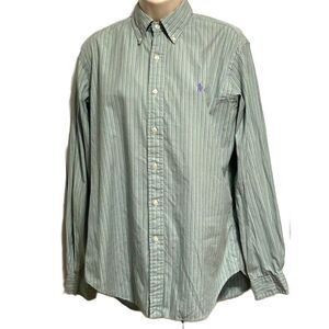RALPH LAUREN Button Down Long Sleeve Shirt Green Mens 15 1/2 - 34/35
